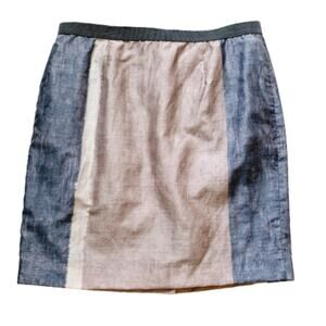 LOFT Skirt Blue Gray Taupe Colorblock Pencil Above Knee Career Skirt Size 14